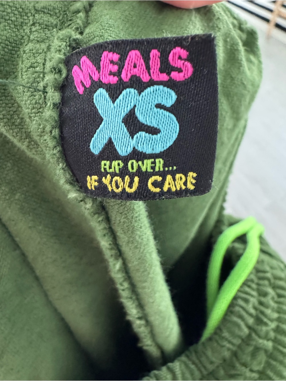 MEALS Unisex Oversized Chef Pants in Kale Green Size XS VGUC - Picture 8 of 8
